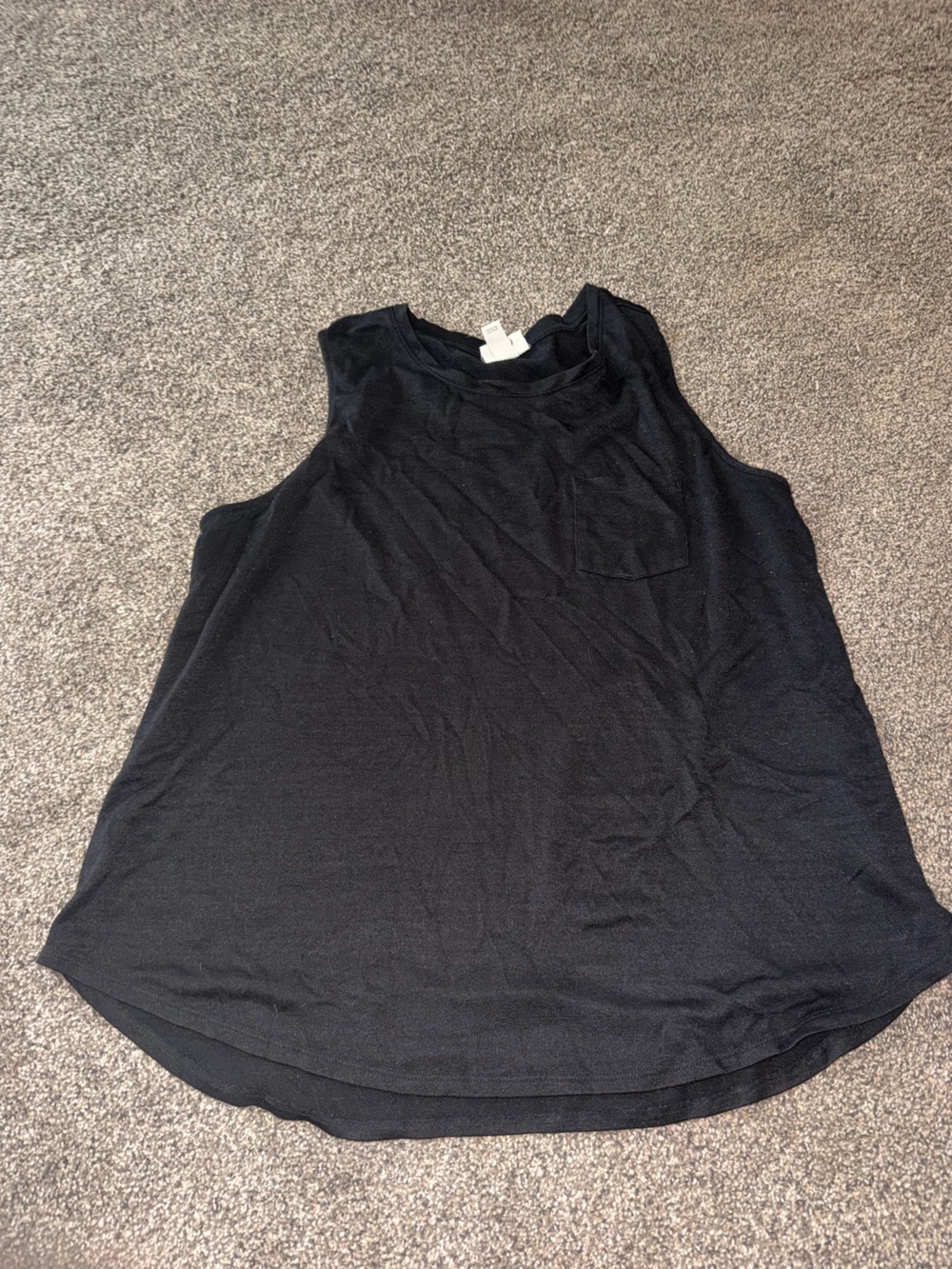 Ava & Viv Black Ribbed Tank Top with Pocket